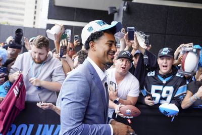 Scenes from Panthers QB Bryce Young arriving in Charlotte