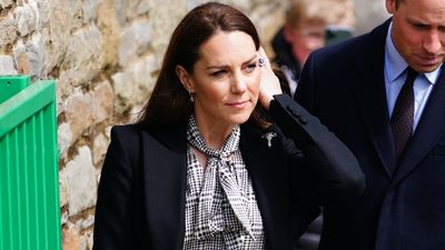 Princess Catherine wears classic Zara checked dress and meaningful leek brooch as she pays her respects in Wales