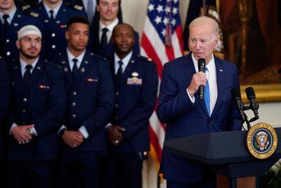 Biden awards football trophy to Air Force Academy