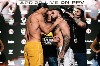 BKFC 41 video: Luke Rockhold, Mike Perry shadowbox before getting nose-to-nose during faceoff