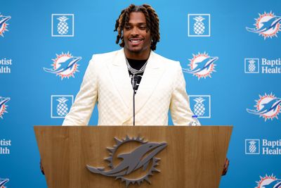 Dolphins CB Jalen Ramsey reacts to Cam Smith selection