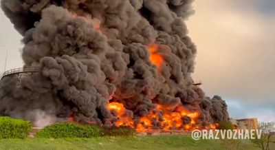 Russian official: Drone causes fire at Crimea oil reservoir