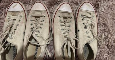 Bargain hunter transforms dirty white trainers in seconds with £3 ingredient