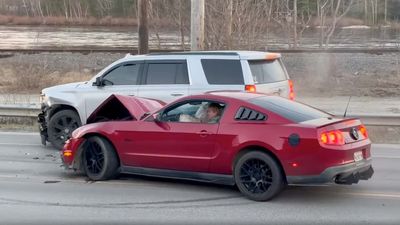 Ford Mustang Crashes Into Chevy Tahoe As It Leaves Car Meet In Maine