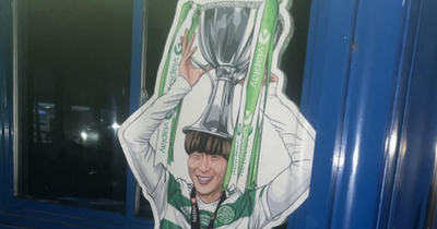 Celtic fans troll Rangers as massive Kyogo sticker spotted at training ground