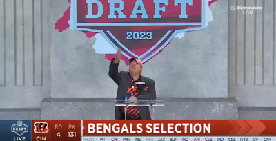 A Bengals fans mocked the NFL with a coin flip joke while announcing a draft pick