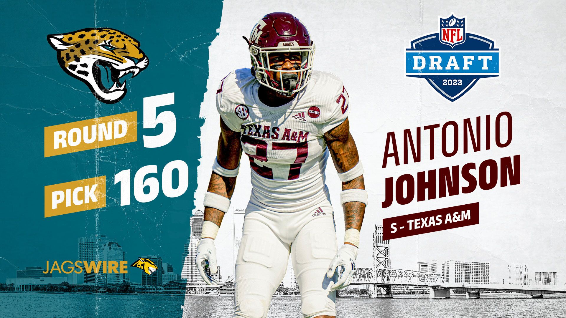 Jaguars draft Texas A&M S Antonio Johnson with No. 160…