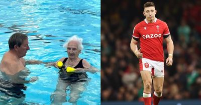 Great-grandmother of Welsh international Josh Adams fulfils wish to go swimming