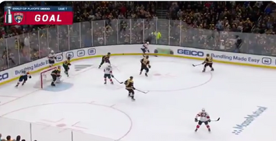 The TNT scorebug predicted the Panthers-Bruins game-tying goal right before it happened