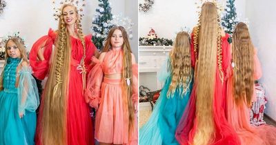 Real-life Rapunzel with 6ft-long hair refuses to let daughters cut their locks