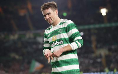 Matt O'Riley cheeky unseen Celtic celebration as he gestures to dejected Rangers fans