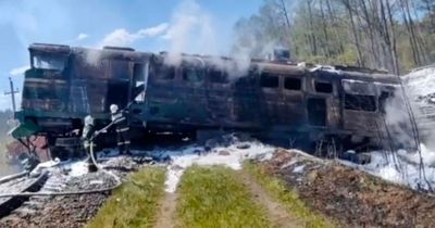 Vladimir Putin hit by sabotage explosions as train derails before bursting into flames
