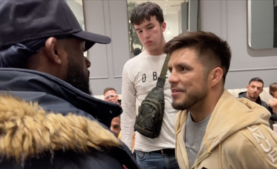 Video: Aljamain Sterling, Henry Cejudo have awkward encounter at UFC 288 fighter hotel