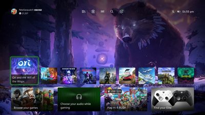 New Xbox home page shows a simple layout for gorgeous backgrounds