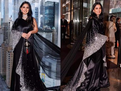 Met Gala 2023: Isha Ambani stuns in black sari-gown from Prabal Gurung