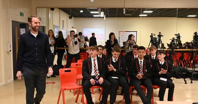 England manager Gareth Southgate makes surprise visit to Leeds school