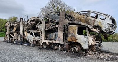 PSNI investigating after 11 vehicles and transporter torched in arson attack