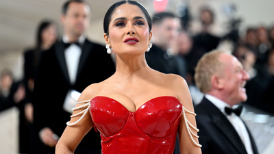 Salma Hayek's red leather corset and tulle Met Gala look is the standout winner of the night
