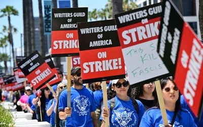 Picket lines in Hollywood as writers go on strike