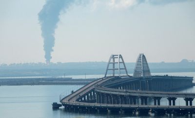 Fuel depot ablaze near key Crimea bridge in Russia
