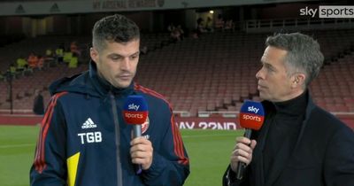 Arsenal fans convinced Granit Xhaka is trolling Tottenham with jacket in TV interview