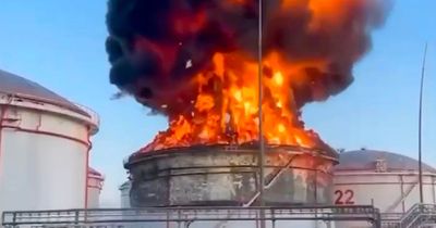Explosion hits Russian base as flames erupt into sky after 'Ukrainian drone attack'