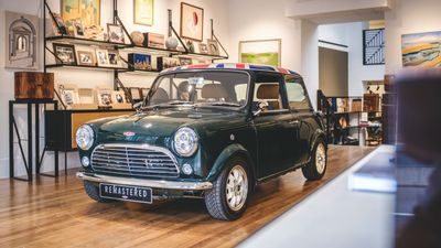 Coronation-edition Mini Remastered by DBA flies the flag in London’s Linley showroom
