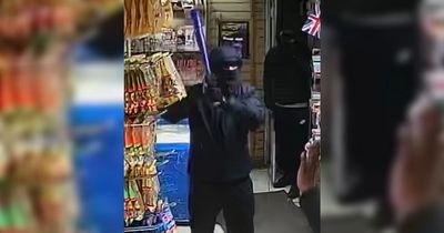 Masked thugs with baseball bats smash up corner shop