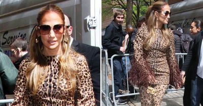 Jennifer Lopez channels her inner leopard as she shows off dramatic look