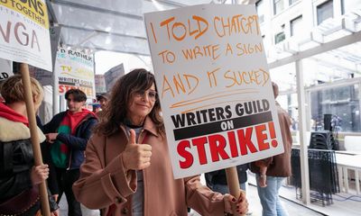 ‘Don’t you wanna know how Yellowjackets ends?’: the best signs at the writers’ strike