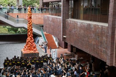 Hong Kong police seize statue in "incitement to subversion" probe