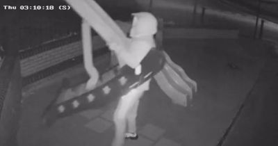 'We're flabbergasted': CCTV shows moment thieves steal a SLIDE from outside pre-school