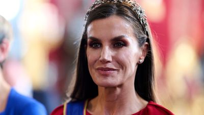 Queen Letizia of Spain steps out in the most fabulous crimson gown, and she's a total vision