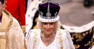 Camilla's unsteady moment as she's crowned Queen in historic occasion