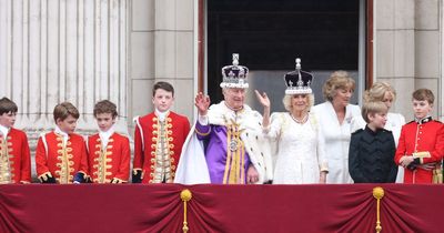 Historic moment as King Charles and Queen Camilla take to Buckingham Palace balcony