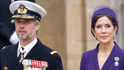 Princess Mary of Denmark proves regal purple and turquoise accessories are a winning combination as she arrives in style at the King's coronation