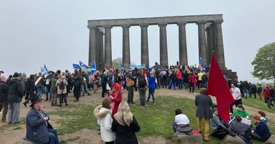 Hundreds attend Edinburgh Rally for a Republic on Calton Hill with 'not my king' signs