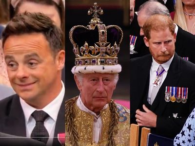 Yawning Louis, a son’s kiss and a wobbly crown – key moments from the coronation