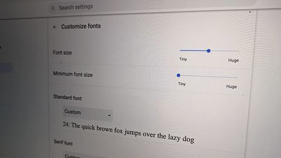 How to change the default text size in Chrome