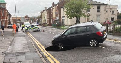 CCTV shows 'terrifying' moment car went into '12ft' Worksop sinkhole