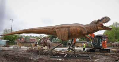 Huge dinosaurs can be seen from Nottingham road at under construction Basford golf course