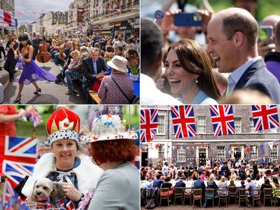King and Queen give thanks as William and Kate greet well-wishers in Windsor