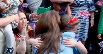 Moment Kate hugs little girl who burst into floods of tears when she met princess