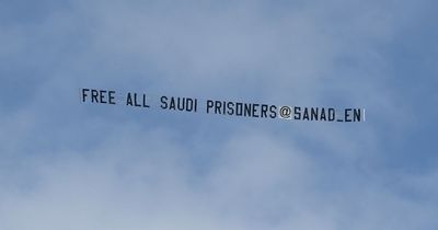 Plane flown over St James’ Park with anti-Saudi banner before Newcastle vs Arsenal