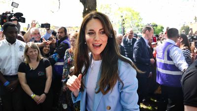 Kate Middleton keeps it casual with Veja trainers and linen blue blazer at Windsor in perfect springtime look