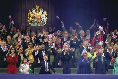 Charlotte and George sing and dance along at Coronation Concert