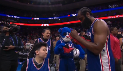 James Harden shared a touching postgame moment with Michigan State shooting survivor John Hao