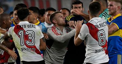 River Plate win over Boca Jrs descends into chaos with 15-minute brawl and SIX red cards