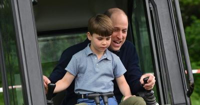 Prince Louis gets stuck in as he drives digger with William on first royal engagement