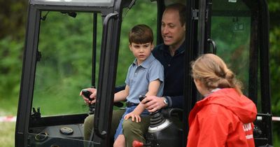Prince Louis gets to work as he drives digger with dad William on first ever royal engagement